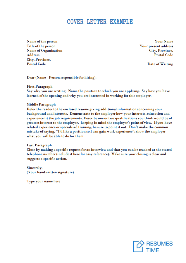 create a simple cover letter