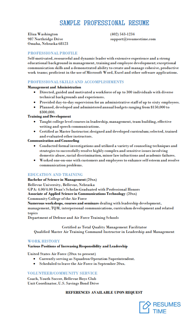 resume template mid career